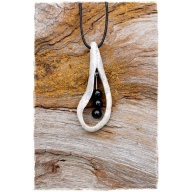 reindeer horn jewelry, reindeer antler jewelry, swinging pearl pendant